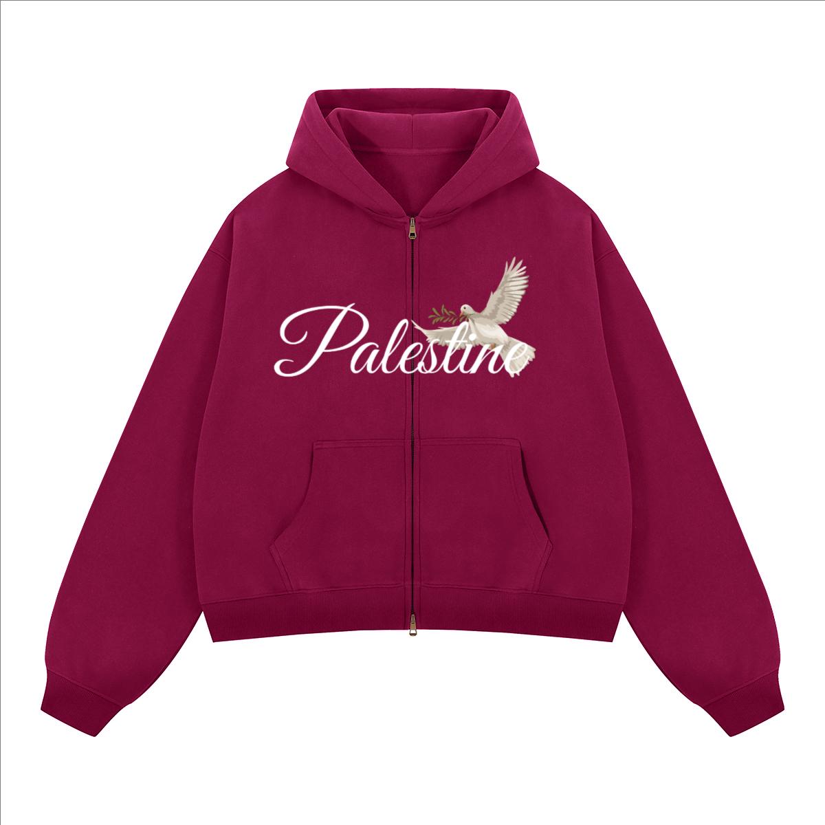 Palestine Zip-Up Runs small.